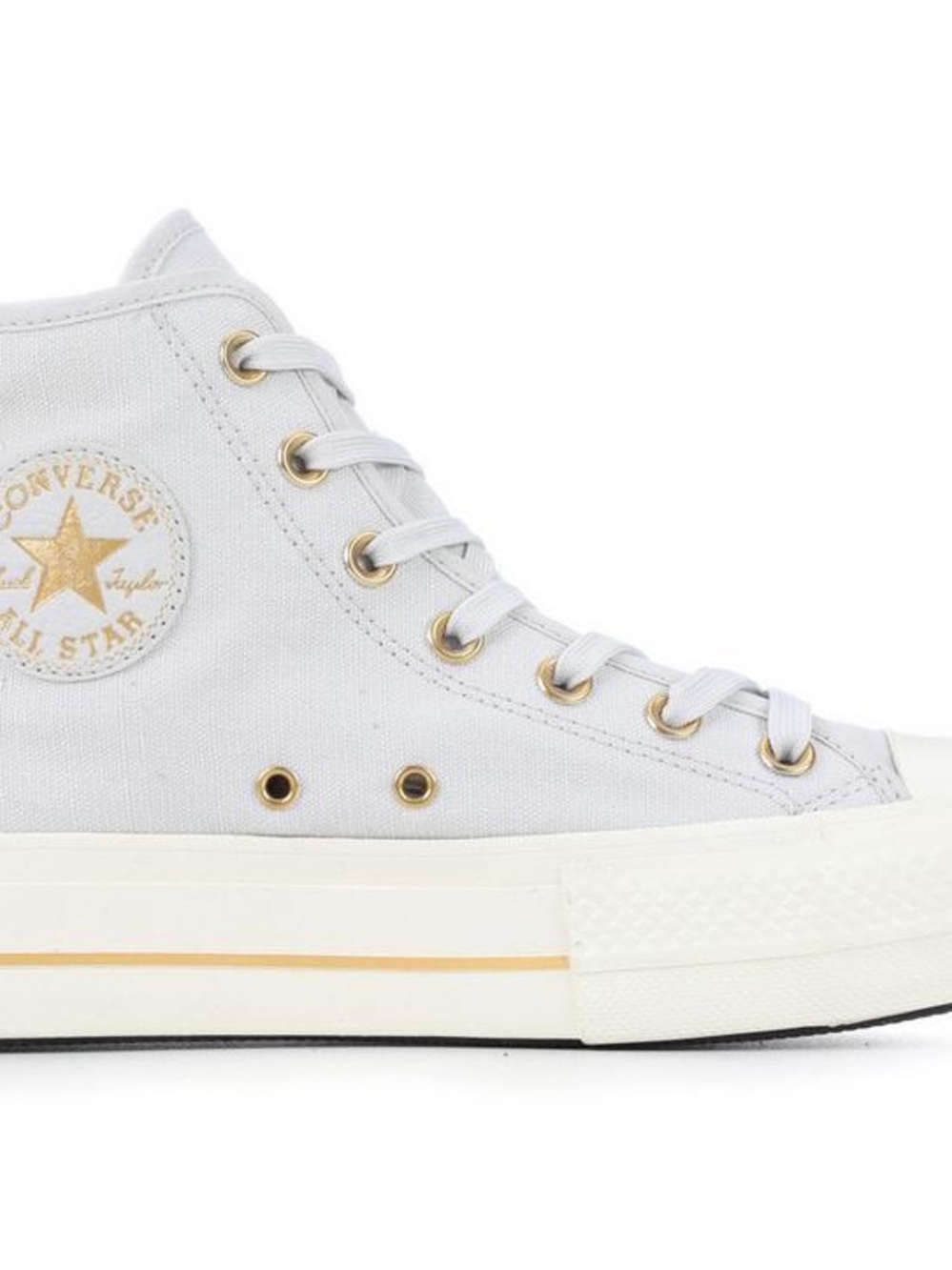 Converse High Top Sneakers in White with Gold Accents